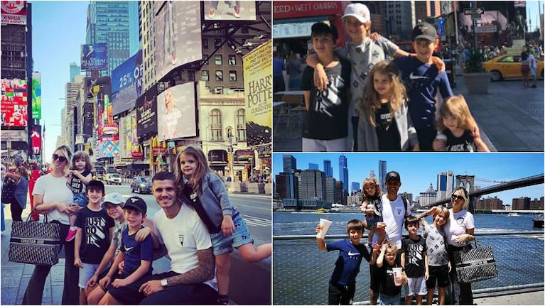 El álbum de fotos de Wanda Nara, Mauro Icardi y sus hijos de paseo en Nueva York