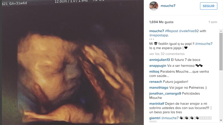 El álbum de Pablo Mouche y Valentina Frías, la madre de su primer hijo. Foto: Instagram.com/mouche7/