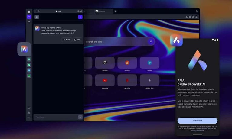 El asistente Aria funciona con el motor de IA multi-LLM Composer de Opera.
