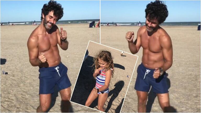 El baile sexy de Mariano Martínez, a puro abdominal... ¡y la divertida burla de su hija Olivia! Foto: Instagram