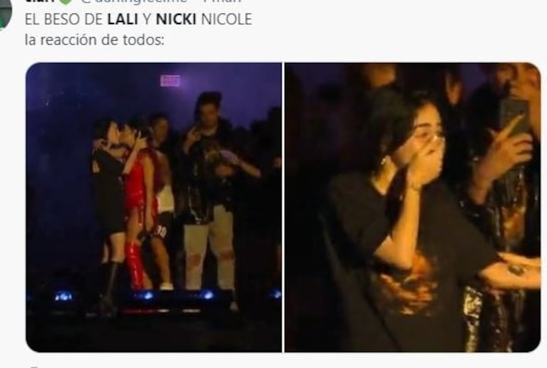 El beso de Lali Espósito y Nicki Nicole en pleno show en Vélez que enloqueció a los fanáticos