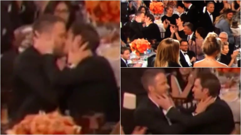 El beso de Ryan Reynolds y Andrew Garfield en los Golden Globe. Foto: Captura