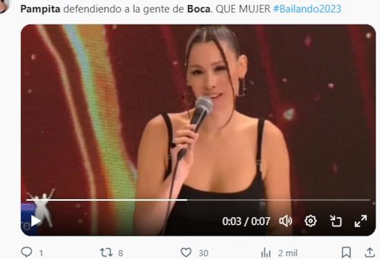 El comentario tribunero de Pampita en pleno Bailando que fue viral en redes: “No te metas con los de Boca”