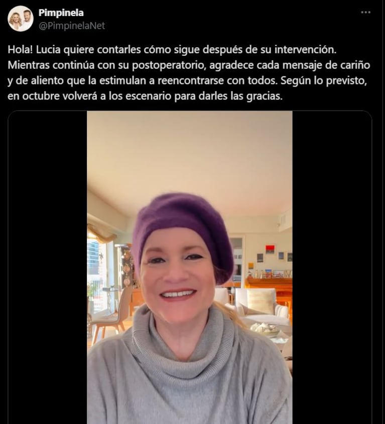 El comunicado sobre la salud de Lucía Galán.