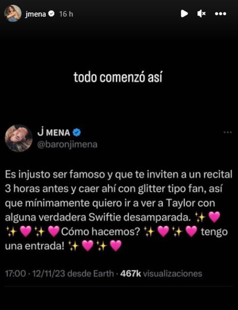 El conmovedor gesto de Jimena Barón con una fan de Taylor Swift que vendió pulseritas para verla