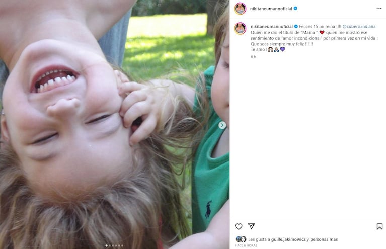 El conmovedor mensaje de Nicole Neumann a su hija Indiana Cubero por sus 15 años