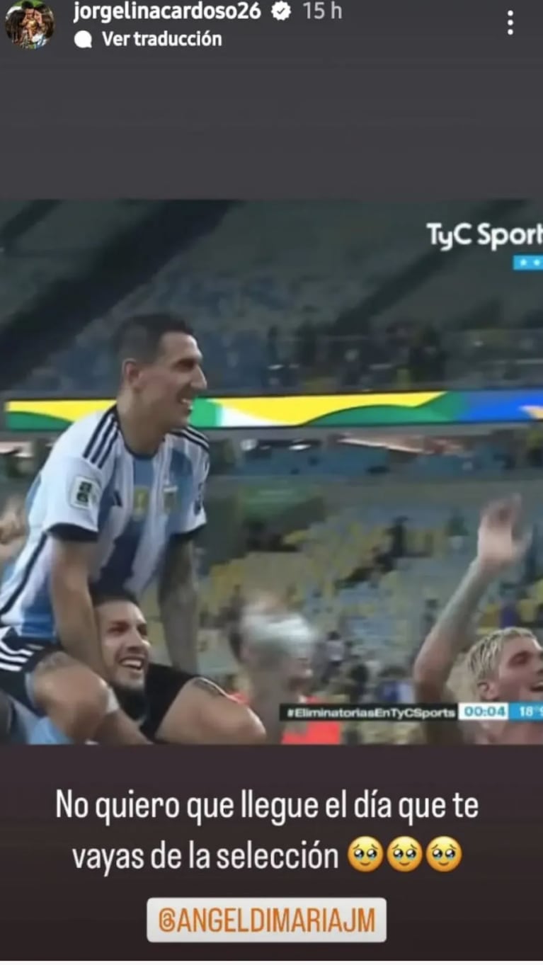 El conmovedor posteo de la esposa de Ángel Di María pidiéndole que no se vaya de la Selección Argentina