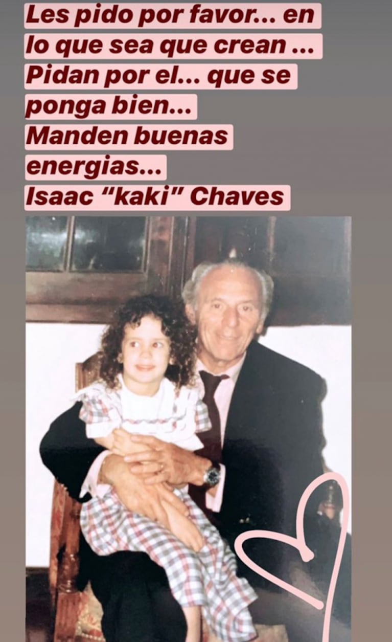 El conmovedor posteo de Paula Chaves por la salud de su abuelo: "Por favor pidan por él"