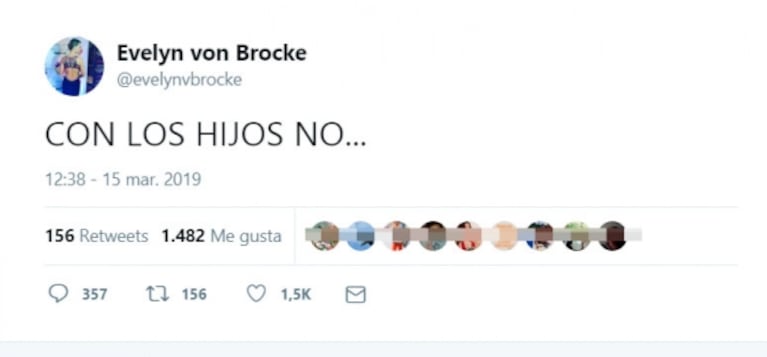 El contundente tweet de Evelyn von Brocke tras abandonar furiosa LAM en vivo: "Con los hijos, no"