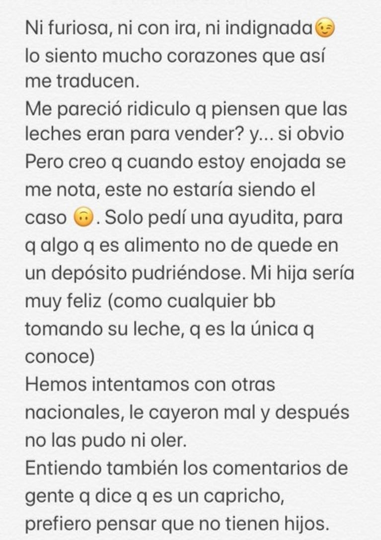 El descargo de Eliana Guercio tras la polémica por las leches de su hija: "No es un capricho; ignórenme, así no se llenan de odio"