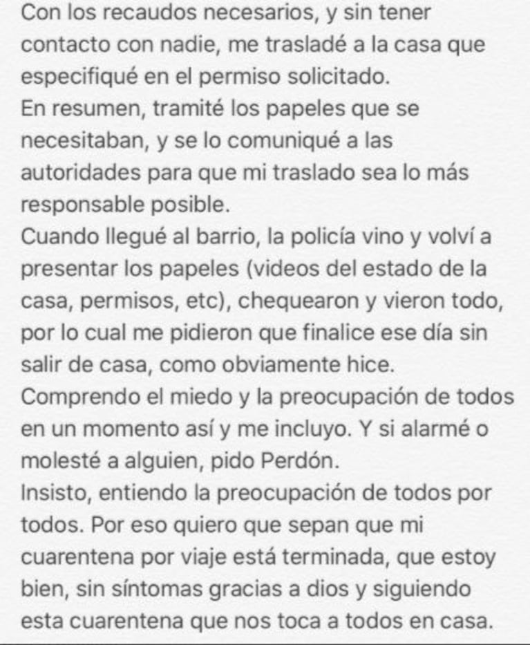 El descargo de Laurita Fernández tras ser acusada de romper la cuarentena: "Me fui porque me cortaron el agua"