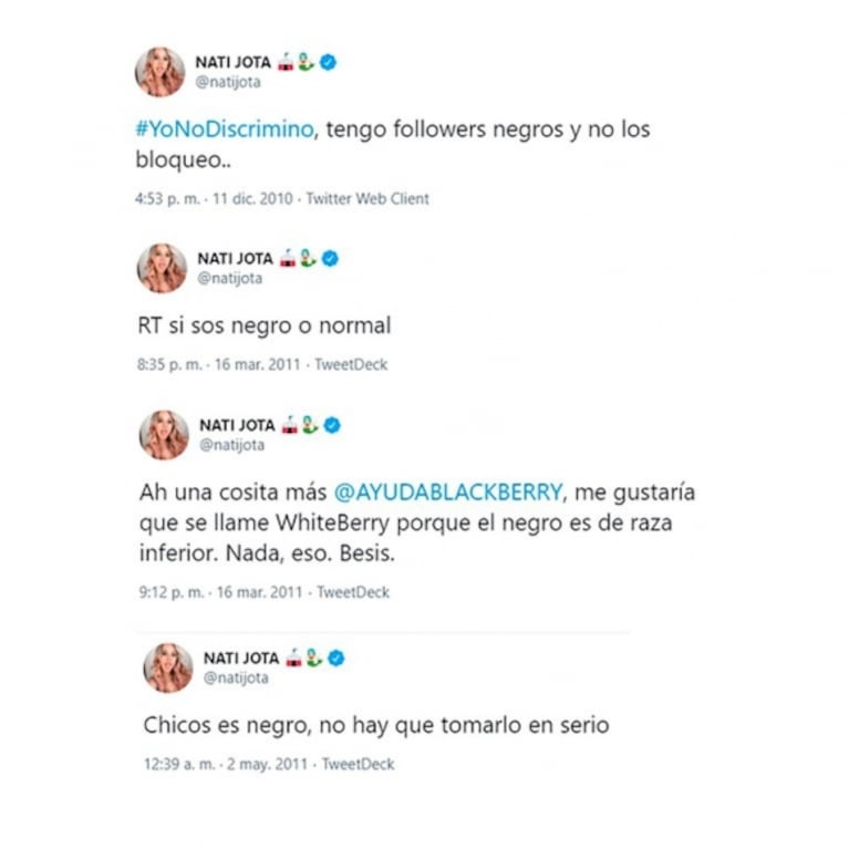 El descargo de Nati Jota tras la viralización de sus escandalosos tweets: "Me avergüenzo; tenía 15 años y quería sumar seguidores"