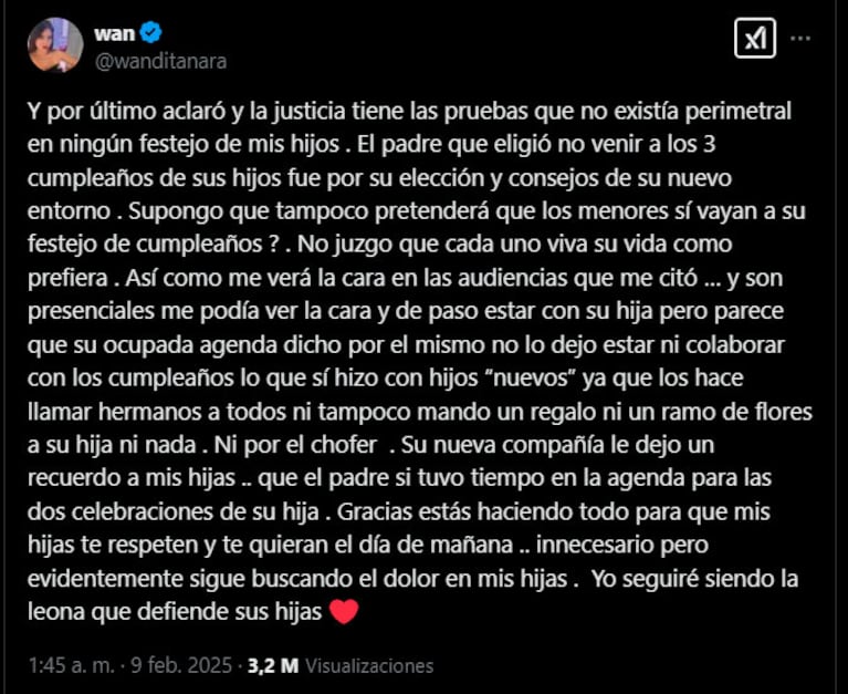 El descargo de Wanda Nara contra Mauro Icardi