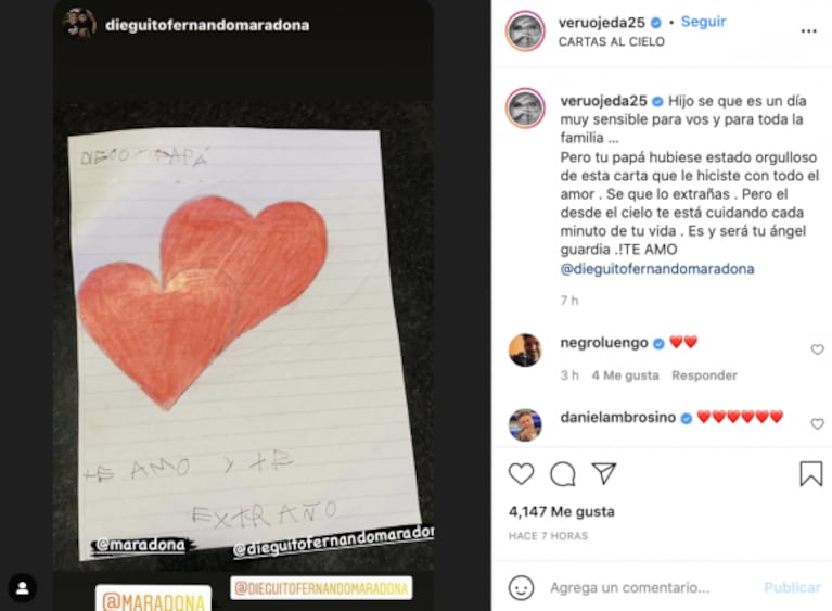 El desgarrador dibujo de Dieguito Fernando para recordar a Diego Maradona a un año de su muerte: "Te extraño" 