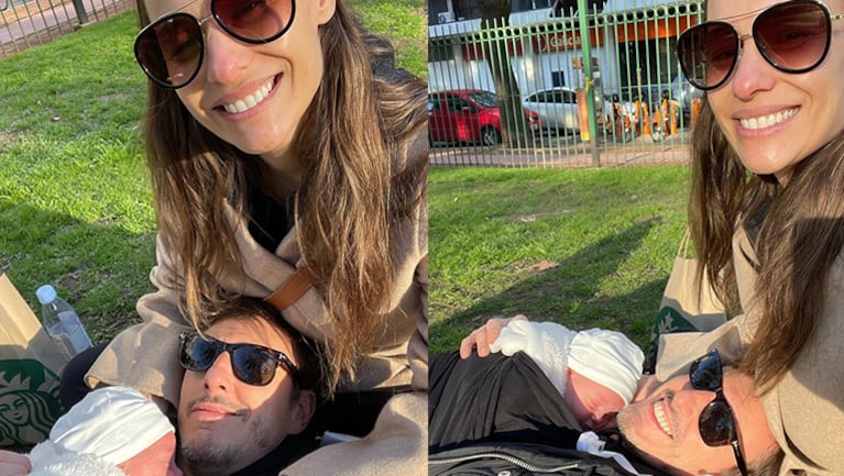 El día de sol de Pampita y Roberto Garcia Moritán junto a su beba Ana.