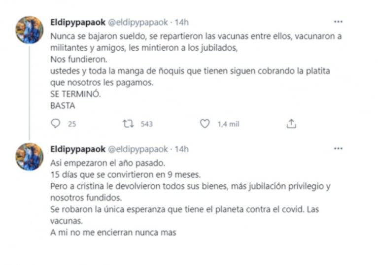 El Dipy criticó a Alberto Fernández por las nuevas restricciones que ya rigen contra la pandemia: "No me vas a encerrar otra vez"