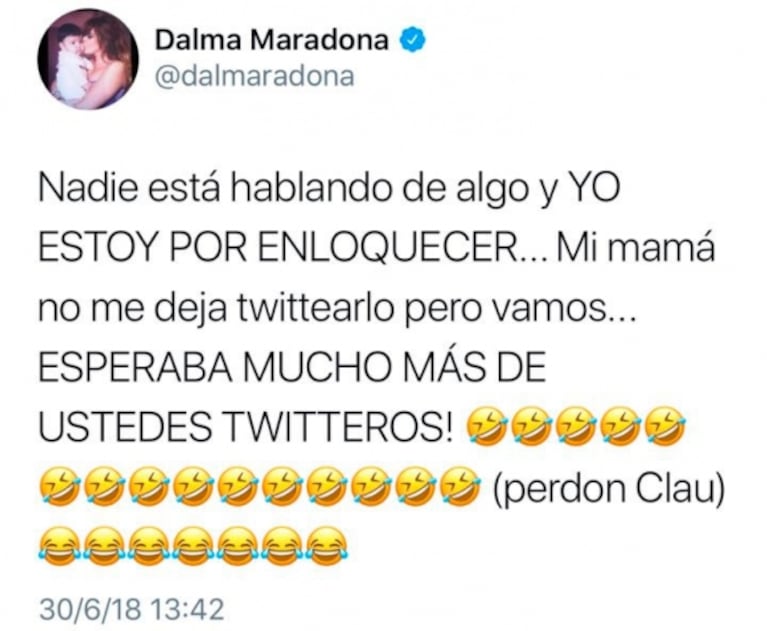 El divertido comentario de Dalma Maradona sobre el ingreso del Kun Agüero a la cancha con la camiseta rota