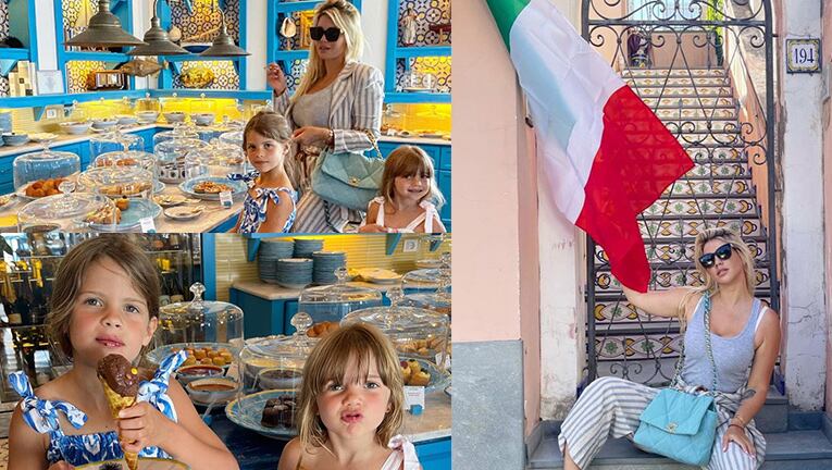 El divertido paseo de Wanda Nara con sus hijas en la isla de Capri.