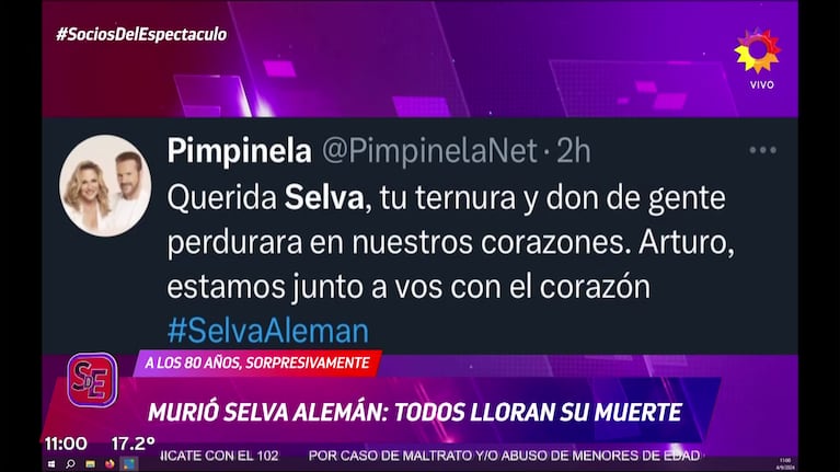 El dúo Pimpinela despidió a Selva Alemán.