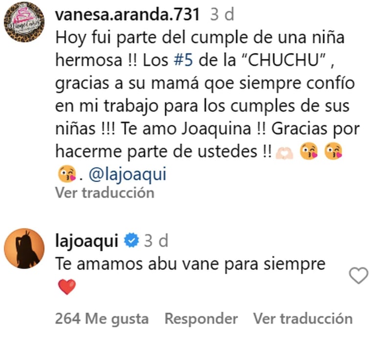 El emotivo gesto de La Joaqui con la mamá de El Noba en el cumpleaños de su hija