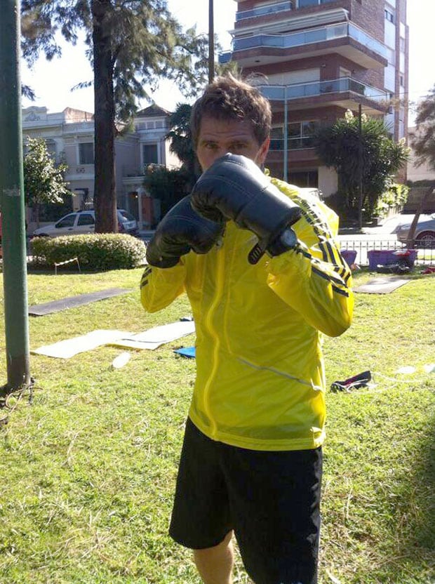 El entrenamiento al aire libre del Pollo Vignolo. (Foto: Twitter)