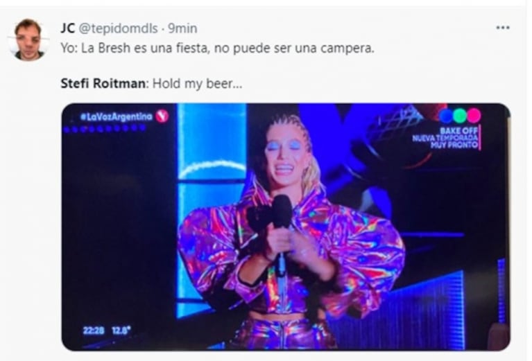 El extravagante look de Stefi Roitman en la final de La Voz Argentina que provocó una lluvia de memes en Twitter