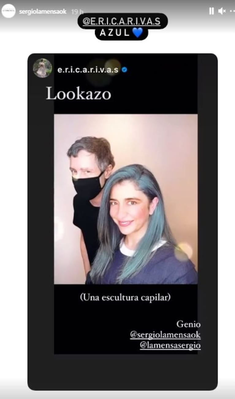 El extremo cambio de look de Érica Rivas: la actriz sorprendió y se animó al cabello azul