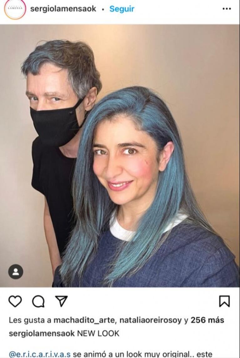 El extremo cambio de look de Érica Rivas: la actriz sorprendió y se animó al cabello azul