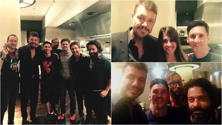 El festejo de Lionel Messi con Marcelo Tinelli, Adrián Suar y compañía. Foto: Twitter