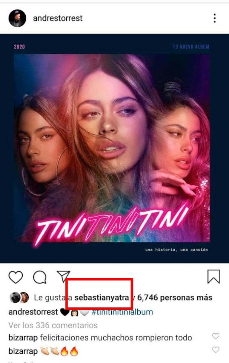 El gesto buena onda entre Tini Stoessel y Sebastián Yatra, tras la separación: un agradecimiento y un like