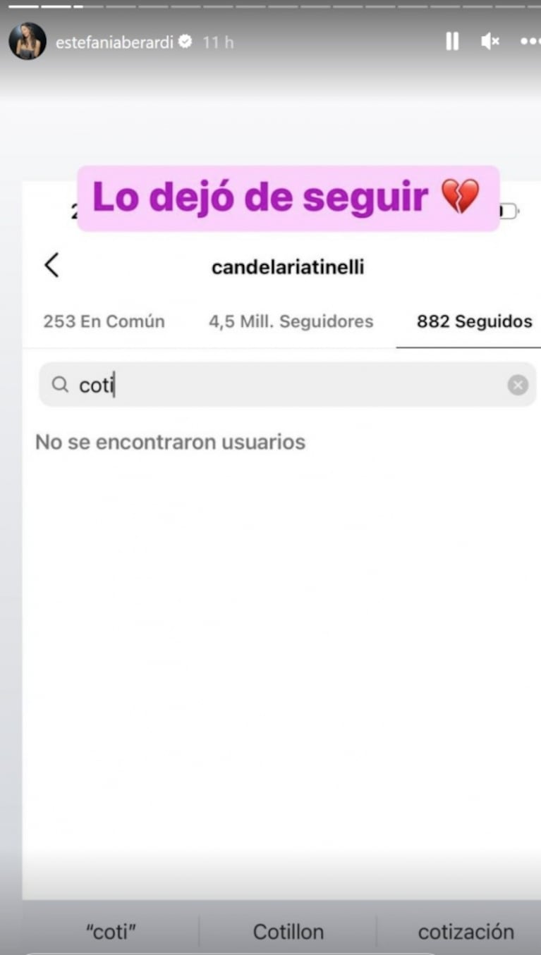 El gesto de Cande Tinelli y Coti Sorokin que confirma la separación