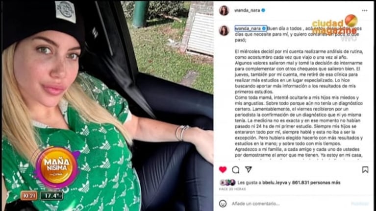 El gesto de Carmen Barbieri con Wanda Nara, preocupada por su salud: "Me la paso rezando"