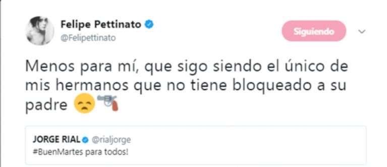 El hijo de Pettinato y una catarata de polémicos tweets contra su padre: “Para que mi familia pierda el miedo, Roberto tiene que morir”