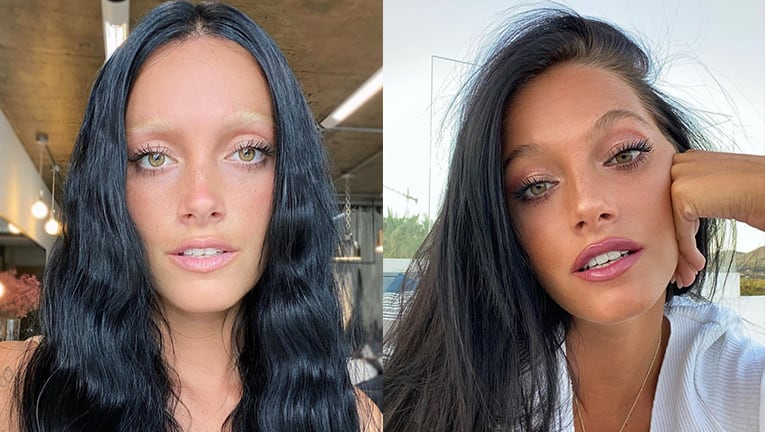 El impactante cambio de look de Oriana Sabatini: cabello súper morocho y cejas rubias.