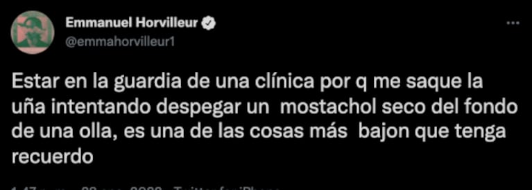 El insólito accidente doméstico por el que Emmanuel Horvilleur terminó en el hospital: "Intenté despegar un fideo"