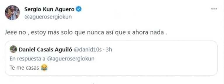 El Kun Agüero anunció su separación de Sofía Calzetti y sorprendió con una selfie: "Más solo que nunca"