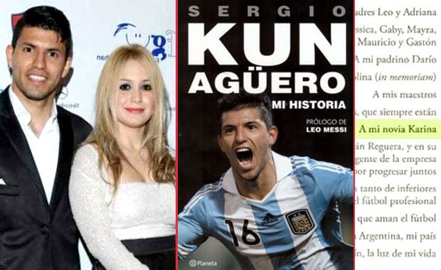 El Kun Agüero dedicó su libro a La Princesita (Fotos: Web).