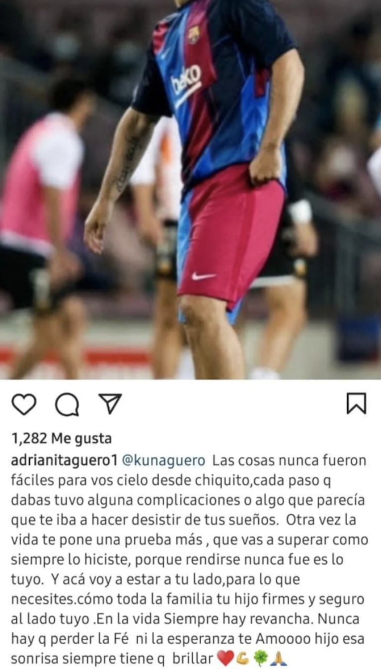 El Kun Agüero, fuera de las canchas por su arritmia: los conmovedores posteos de su novia y su mamá apoyándolo 