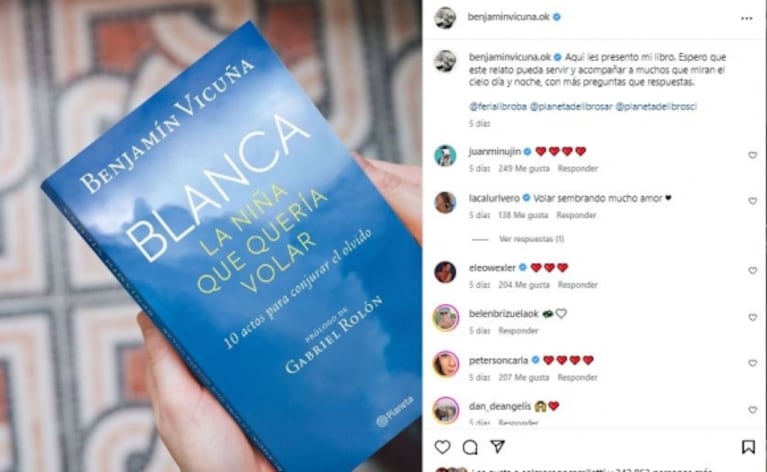 El libro que Benjamín Vicuña escribió sobre su hija Blanca. Captura Instagram.