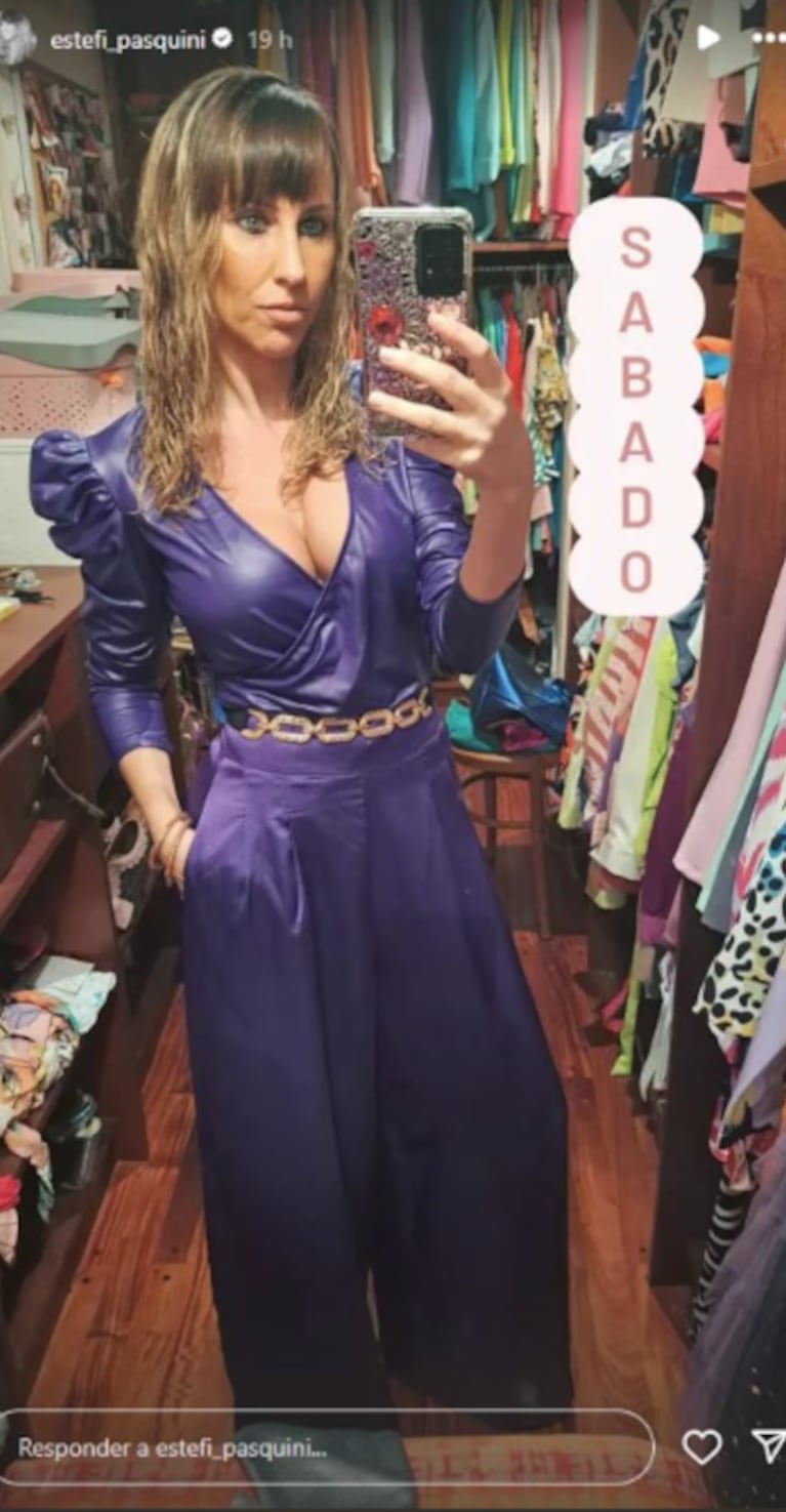 El look de Estefi para celebrar el cumple de su marido.