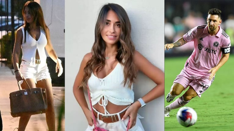 El look total white de Antonela Roccuzzo para ir al DRV PNK Stadium a acompañar a Messi