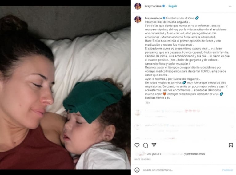 El mal momento de Mariana Brey tras enfermarse junto a su hija: "Pasamos días de mucha angustia"