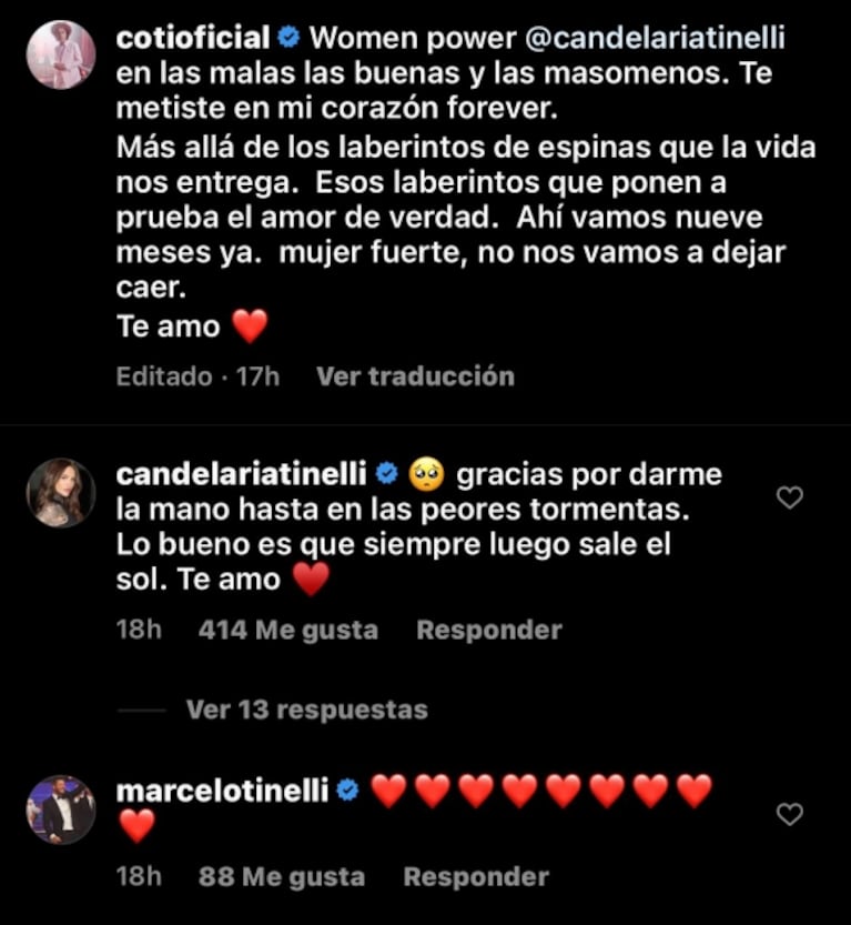 El mensaje alentador de Coti Sorokin que emocionó a Cande Tinelli por sus nueve meses de noviazgo: “No nos vamos a dejar caer”