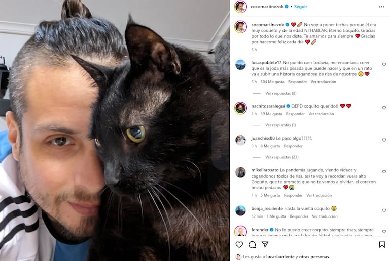 El mensaje de despedida de la novia de Coco Martínez (Foto: captura Instagram/cocomartinezok)