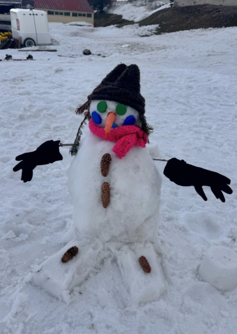 El muñeco de nieve que armó Sarah con su familia.