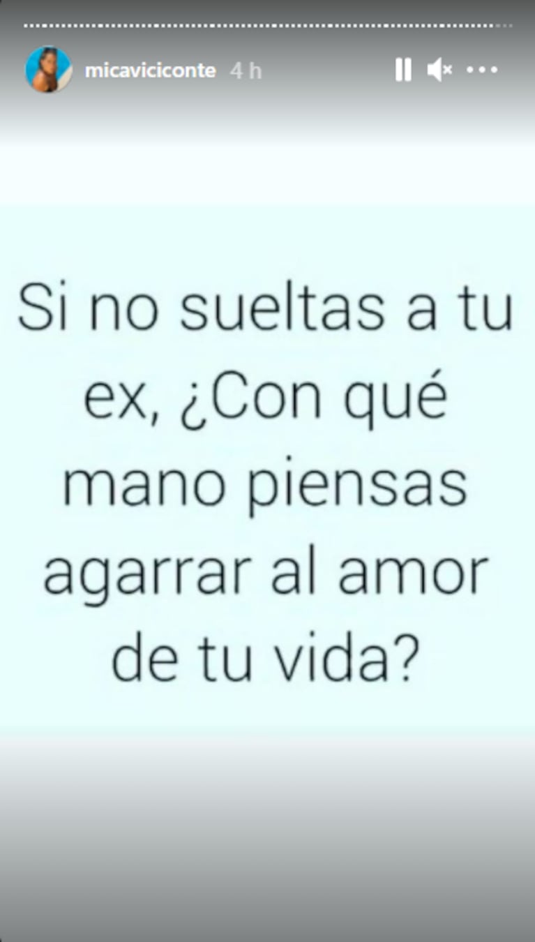 El palito de Mica Viciconte a Nicole Neumann: "Si no sueltas a tu ex, ¿con qué mano agarrarás al amor de tu vida?"