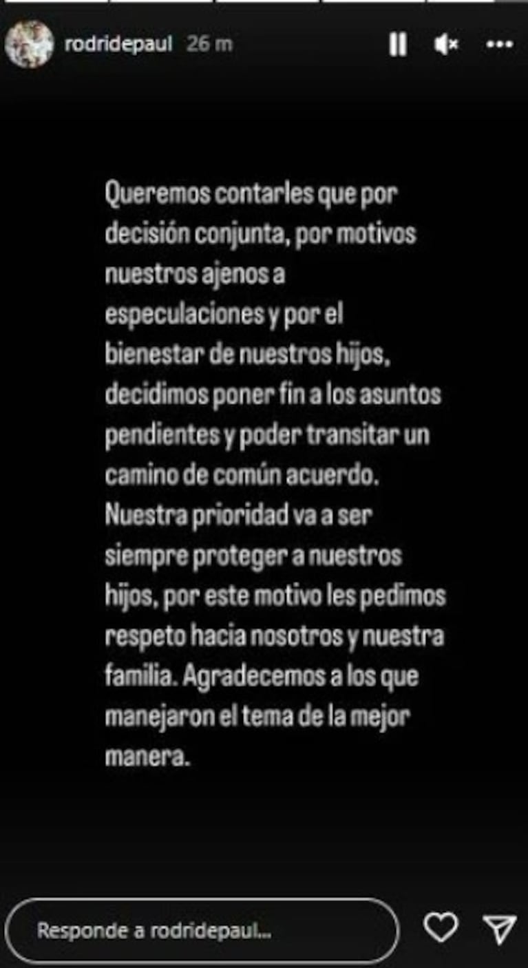 El pedido de Rodrigo de Paul y Camila Homs a la prensa tras su polémica separación: "Pedimos respeto hacia nuestras familias"