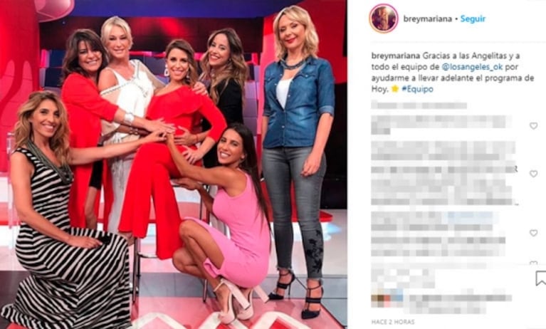 El polémico gesto de Cinthia Fernández con Evelyn von Brocke en una foto del panel de Los Ángeles de la Mañana