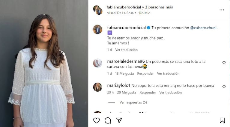 El posteo de Fabián Cubero por la comunión de Sienna (Foto: Instagram)