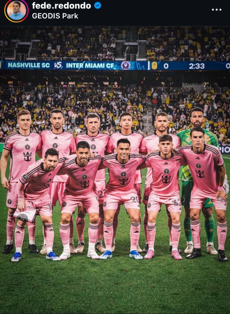 El posteo de Fede Redondo con Leo Messi y sus compañeros del Inter Miami FC (Foto: captura de Instagram).